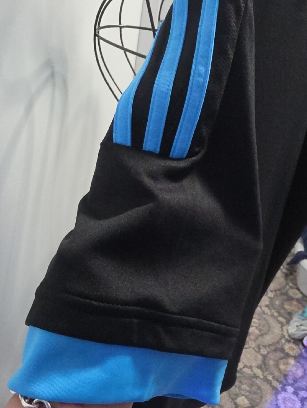 adidas Men's OM Black and Blue Football Jersey - Picture 10 of 12